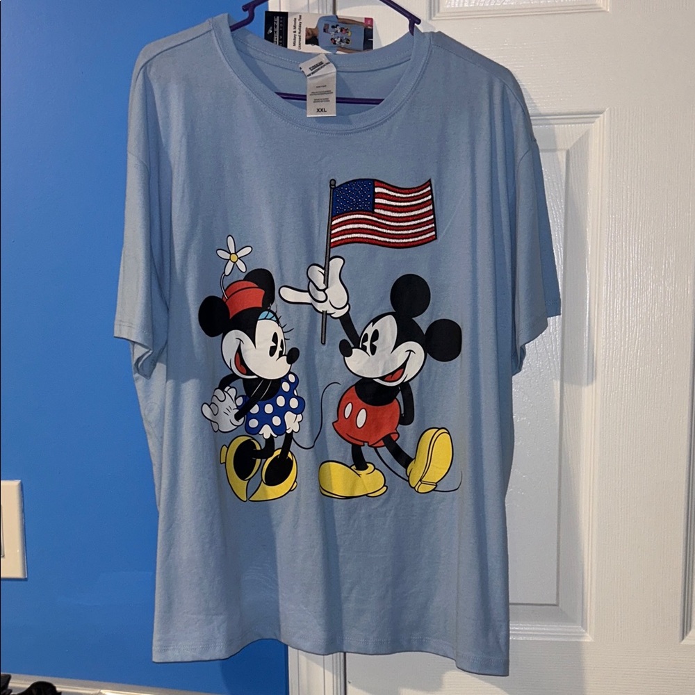 Blue Mickey and Minnie Mouse Short Sleeved Shirt from BJ’S. NWT